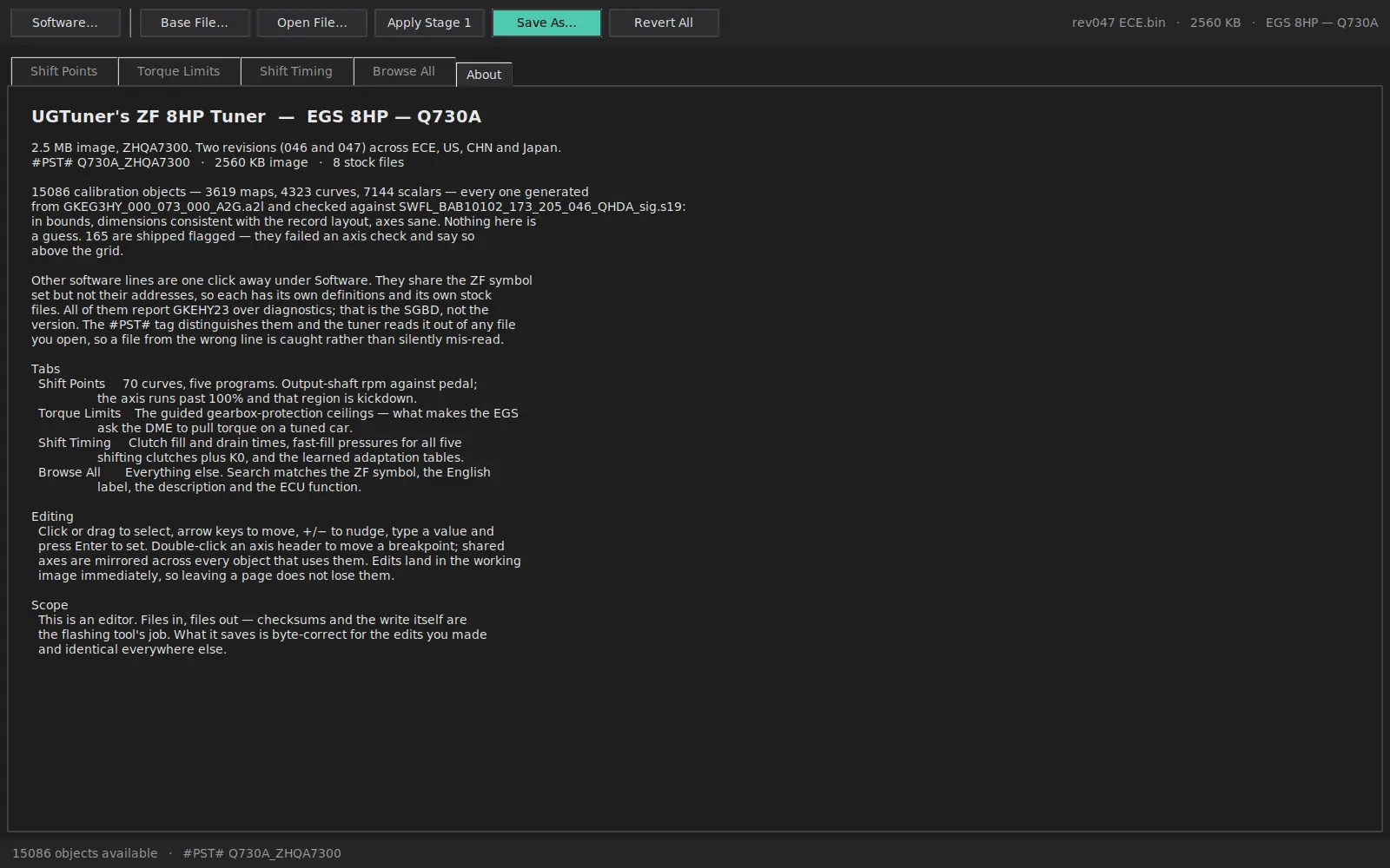 About tab listing the source A2L, reference flash file and verification summary